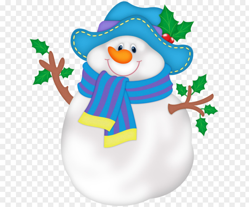 Snowman With Blue Hat PNG