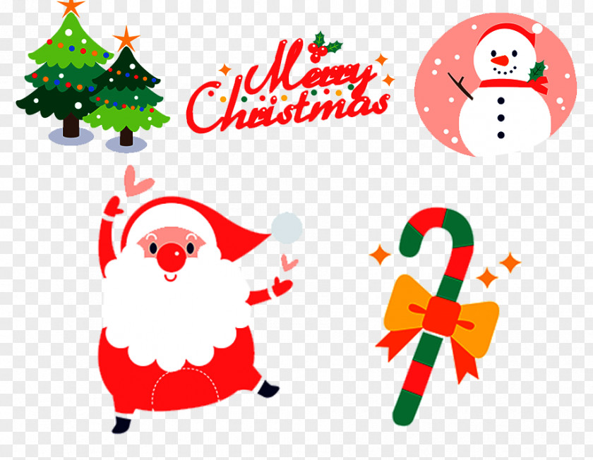 A Group Of Christmas Cartoon Patterns PNG