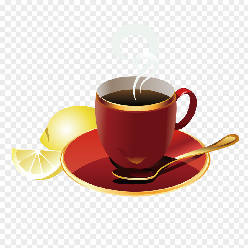 Red Coffee Cup Cafe Breakfast PNG