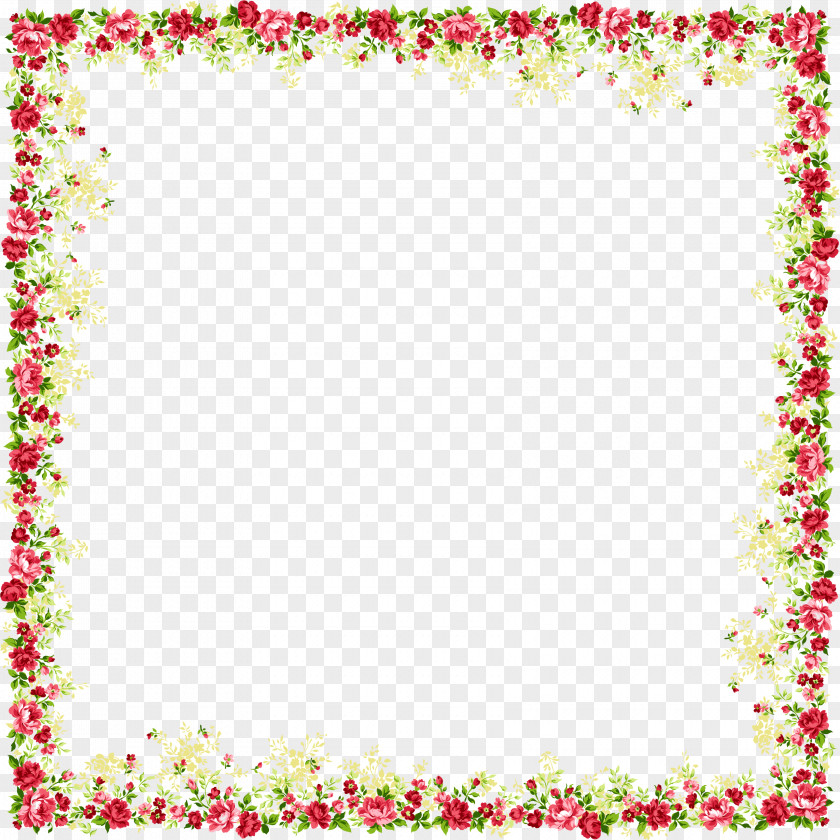 Red Border Floral Design Drawing Flower Clip Art PNG