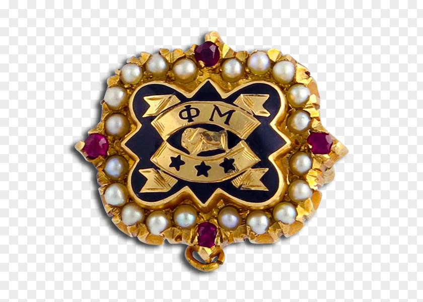 Ruby Brooch Pin Colored Gold PNG