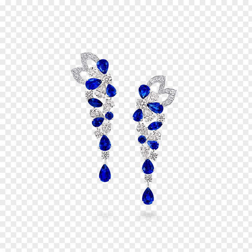 Delicate Petals Sapphire Earring Graff Diamonds Jewellery PNG