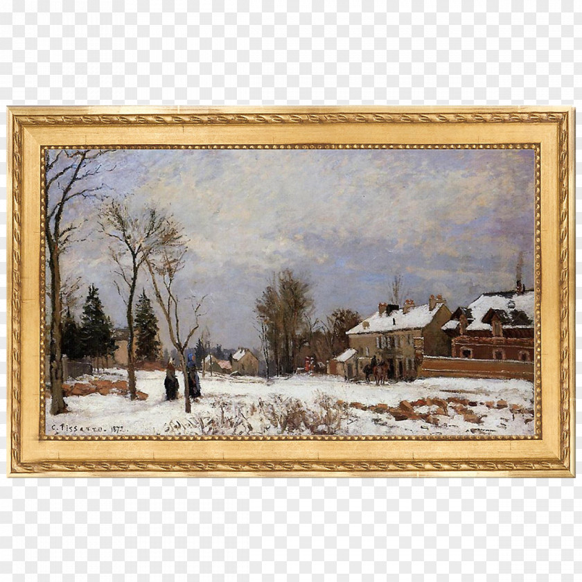 Painting The Road To Versailles At Louveciennes From Saint Germain, Louveciennes. Snow Effect Saint-Germain PNG