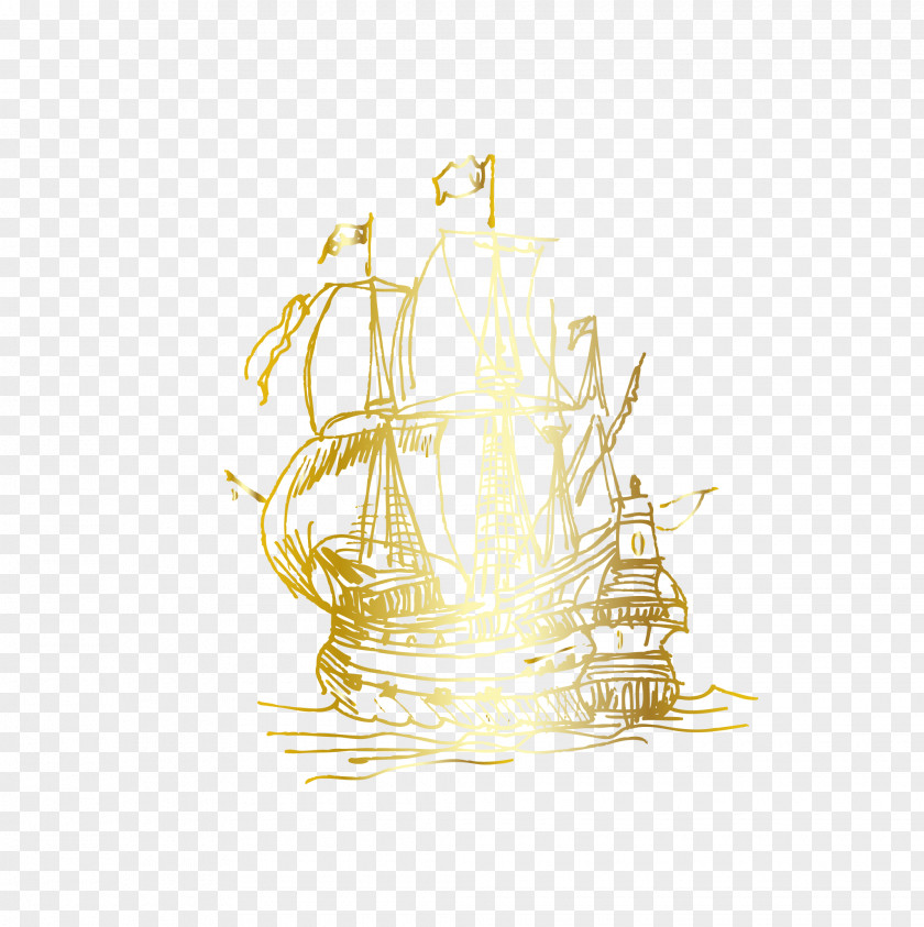 Vector Cartoon Hand Painted Gold Smooth Sailing PNG