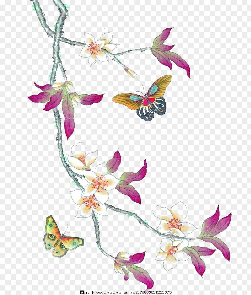 Cherry Pattern Floral Design Butterfly Insect Visual Arts PNG