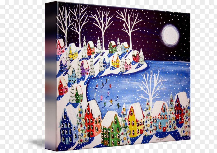 Moonlight Watercolor Christmas Decoration Ornament Tree Art PNG
