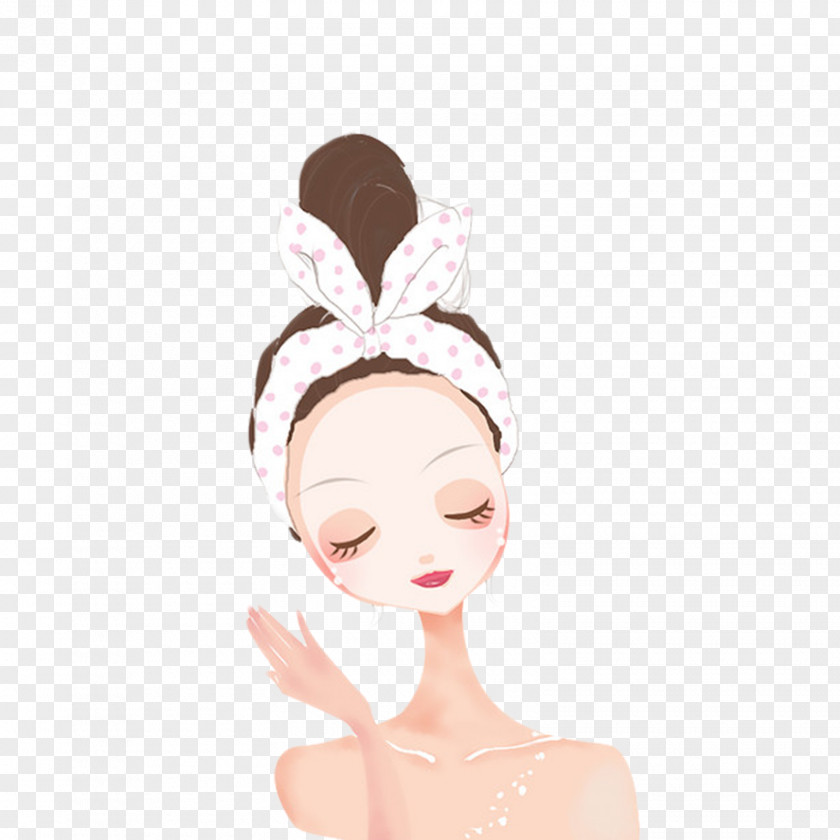 Cartoon Girl Skin Care Mask PNG girl skin care mask clipart PNG