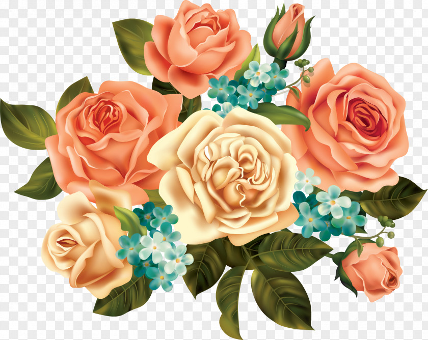 Vintage Flower Garden Roses Clip Art PNG