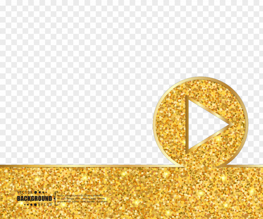 Golden Light Emitting Play Button Poster Stock Illustration PNG