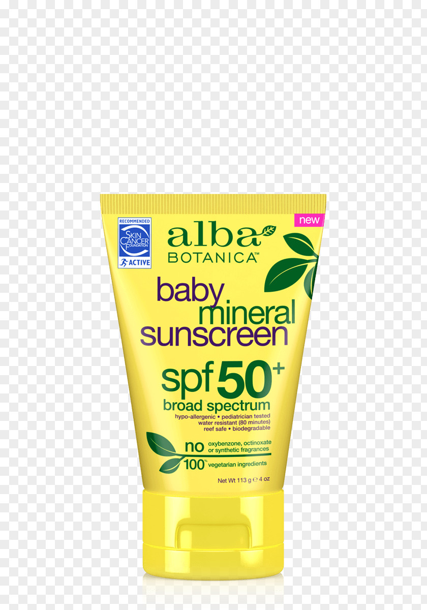 Sunscreen Alba Botanica Lotion Cream Yellow Flavor PNG