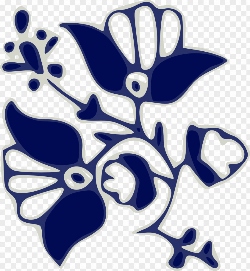 Blue Floral Drawing Clip Art PNG