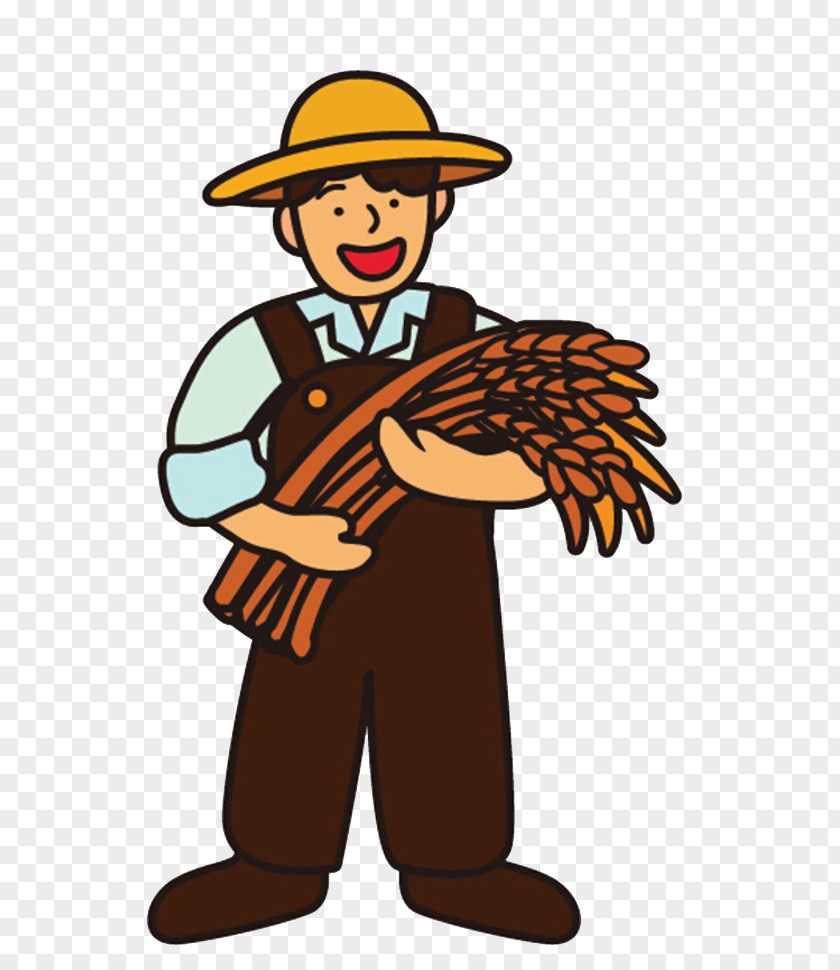 The Farmer With Wheat Cartoon Rice PNG