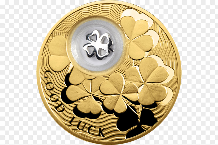 Lucky Symbols Coin Silver Four-leaf Clover Numismatics Gold PNG
