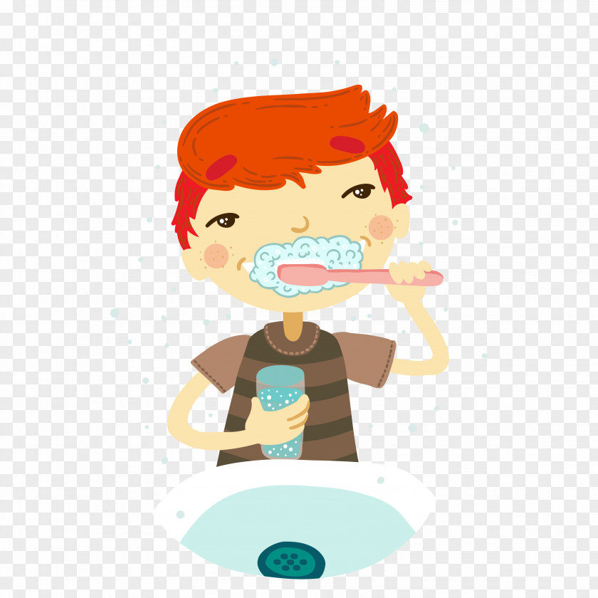 Cartoon Wash Your Teeth Tooth Brushing Face Clip Art PNG