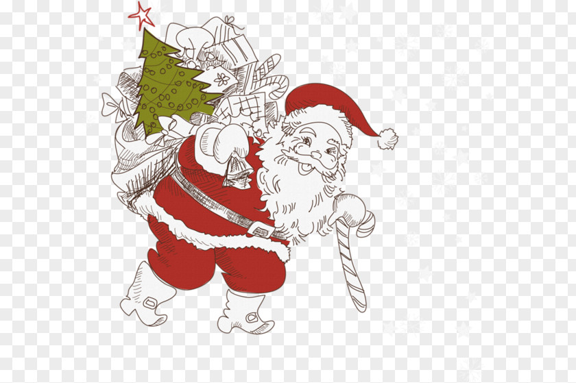 Hand Painted Santa Claus Christmas Card Illustration PNG