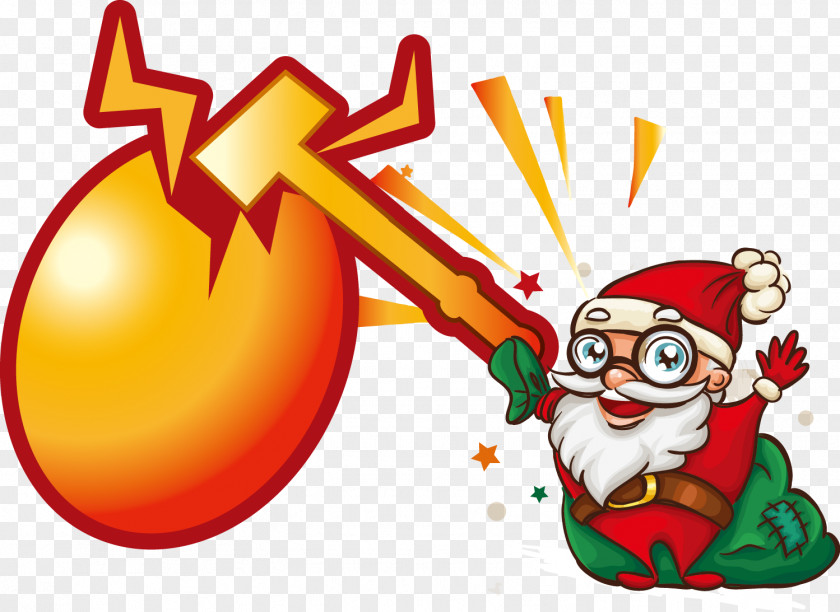 Vector Material Golden Eggs Santa Claus Christmas Drawing Euclidean PNG