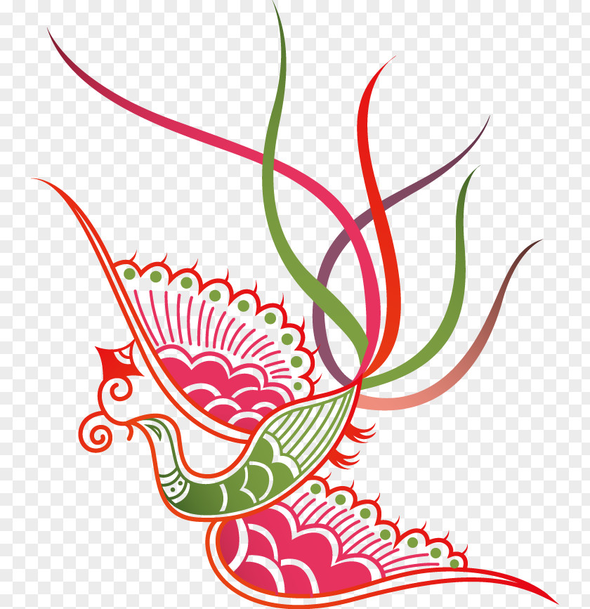 China Wind Phoenix Wedding Invitation Fenghuang Pattern PNG