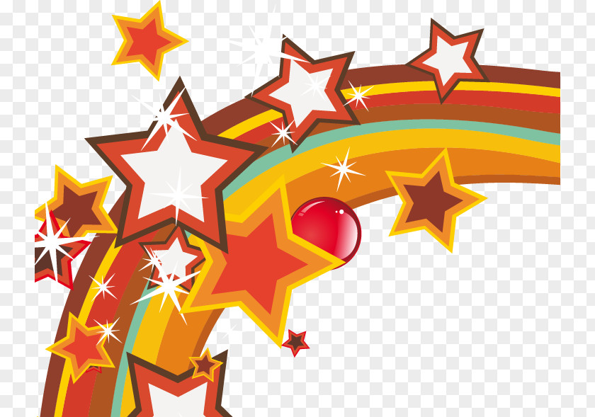 Hand-drawn Elements Rainbow Stars Clip Art PNG