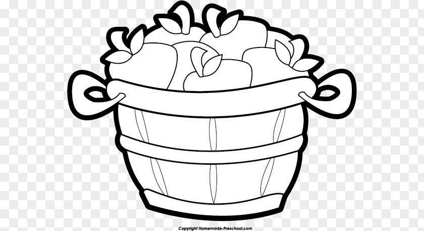 Apple Bucket Cliparts The Basket Of Apples Black And White Clip Art PNG