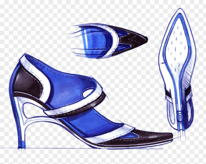 Hand Painted Blue High Heels Slipper High-heeled Footwear Shoe PNG