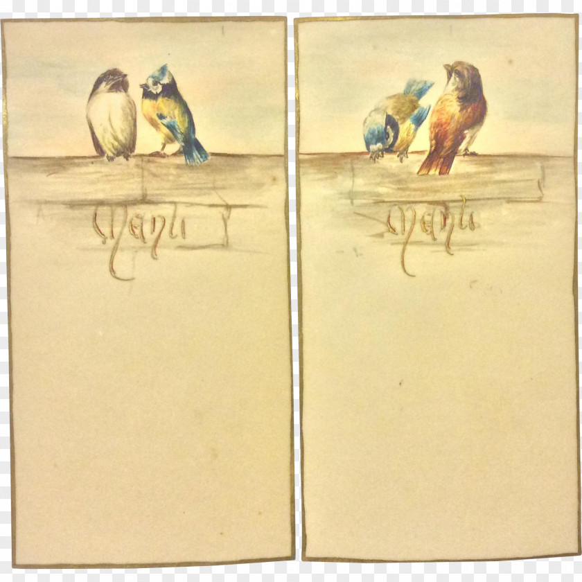 Hand-painted Menu Paper Beak Bird Painting PNG