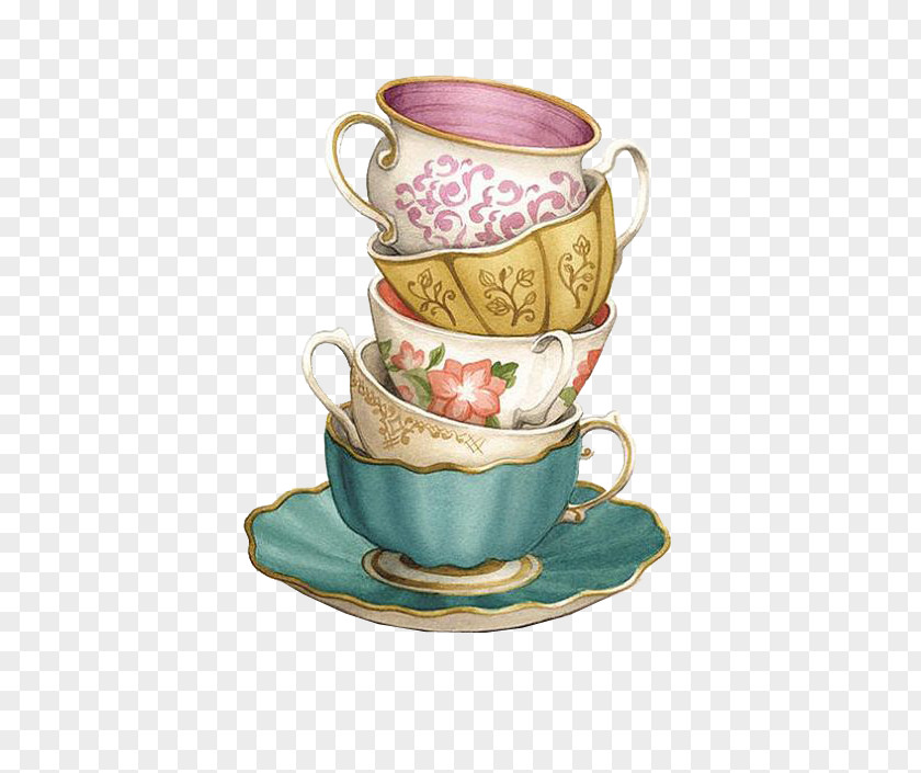 Stacked Cups Teacup Coffee Saucer PNG