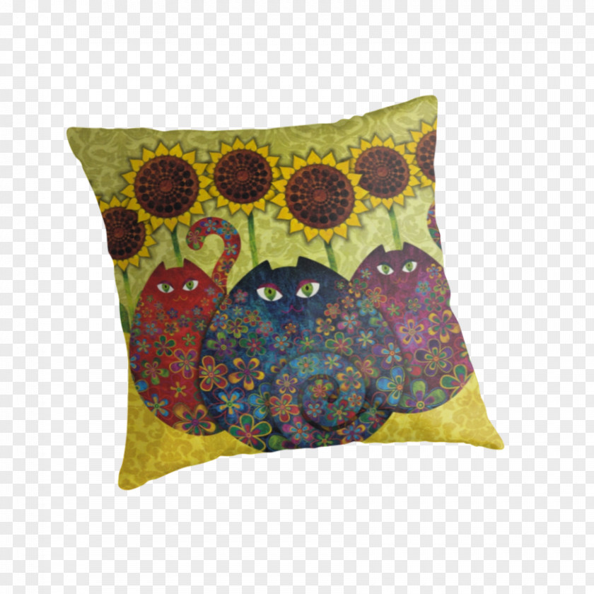 Sunflower Decorative Material Cushion Throw Pillows Cat Car PNG