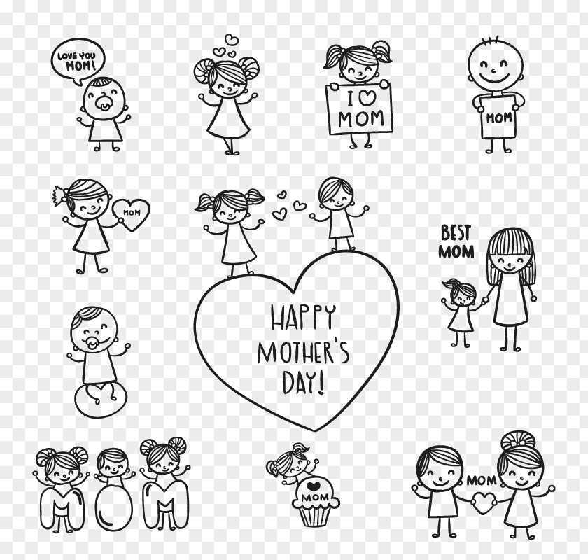 Vector Family Mothers Day Drawing PNG