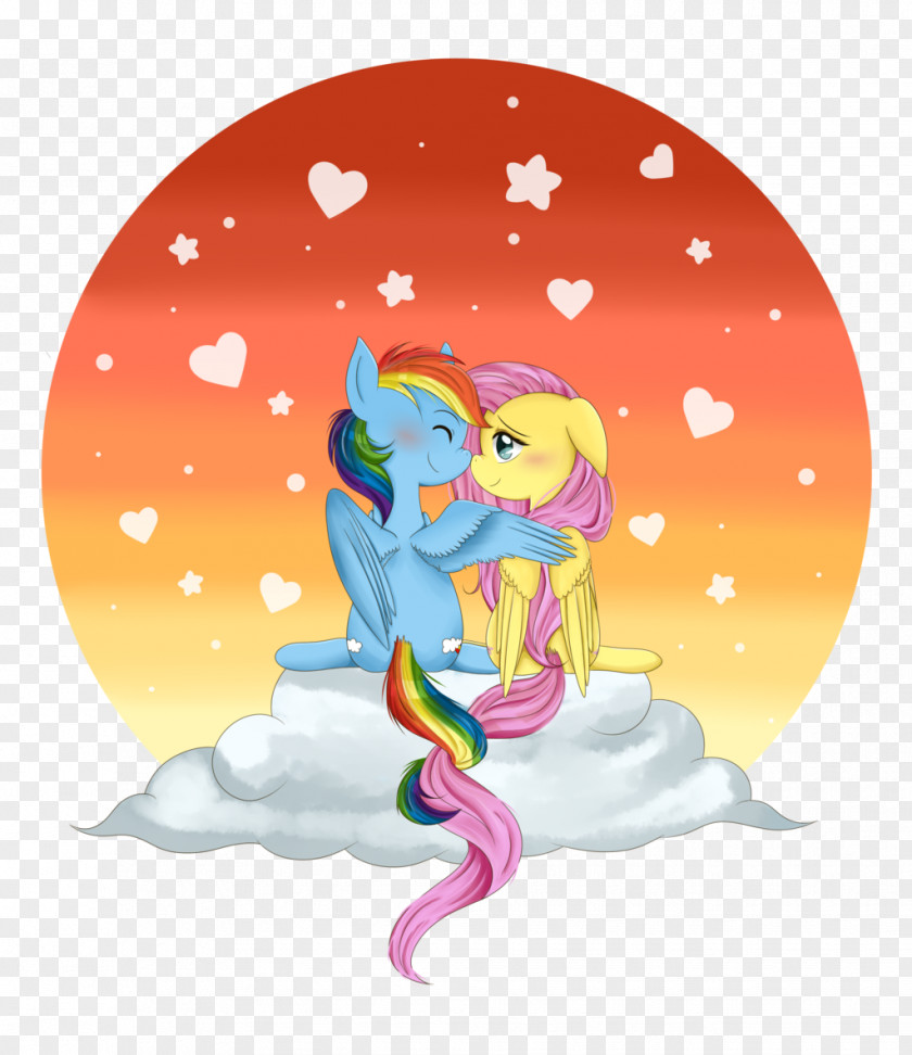 Fluttershy And Rainbow Dash Kiss Illustration Pink M Desktop Wallpaper Computer Animated Cartoon PNG