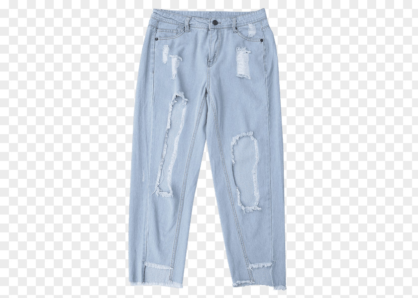 Frayed Hole Jeans Denim Tracksuit Slim-fit Pants PNG