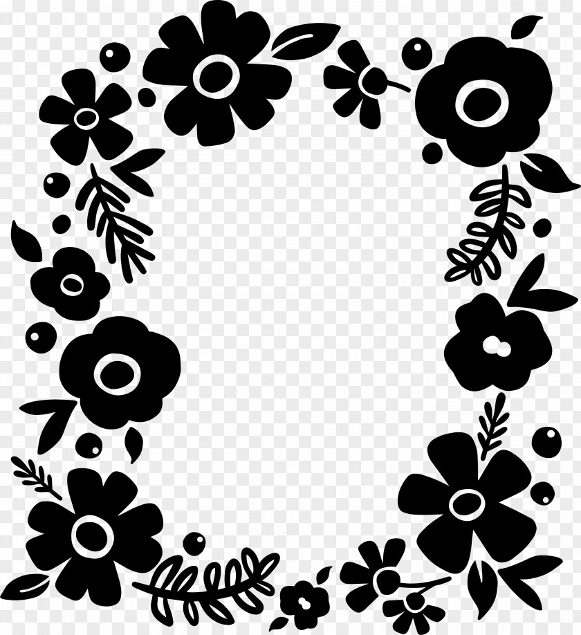 Clip Art Pattern Floral Design Black M PNG