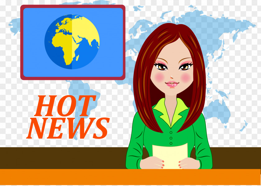 News Female Anchor Cartoon Graphic Design Television Icon PNG