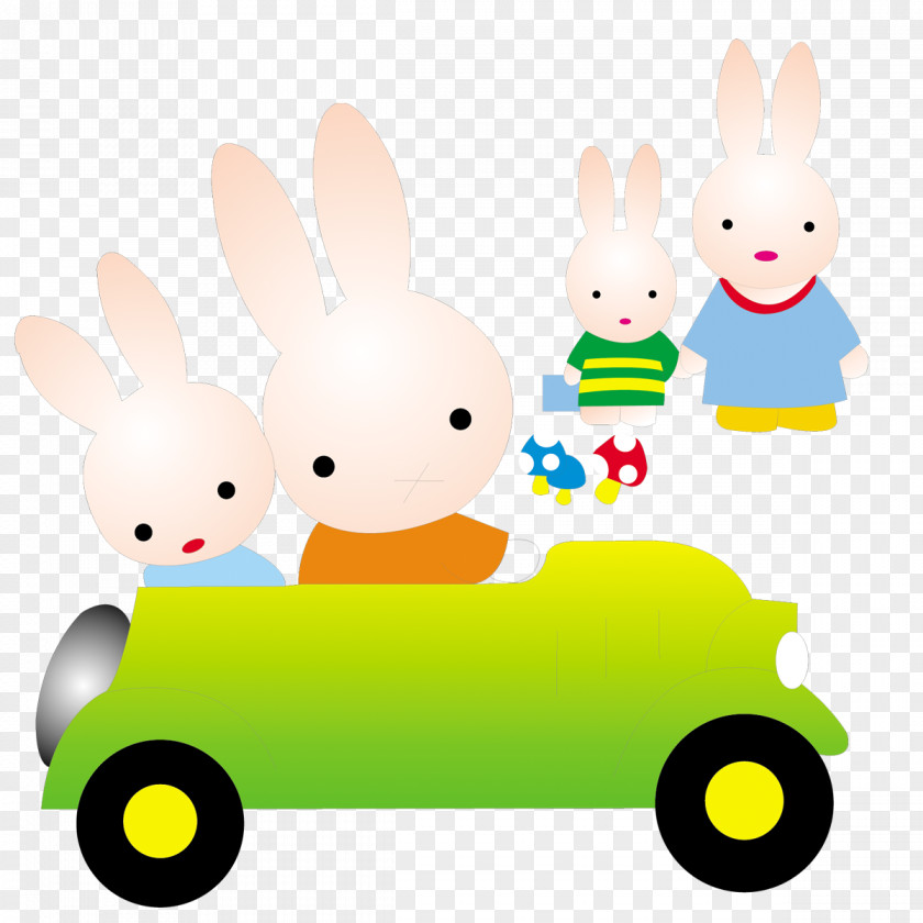 Car And Rabbit White Easter Bunny Clip Art PNG