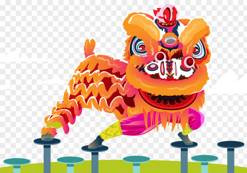 The Vector Lion Dance Chinese New Year PNG