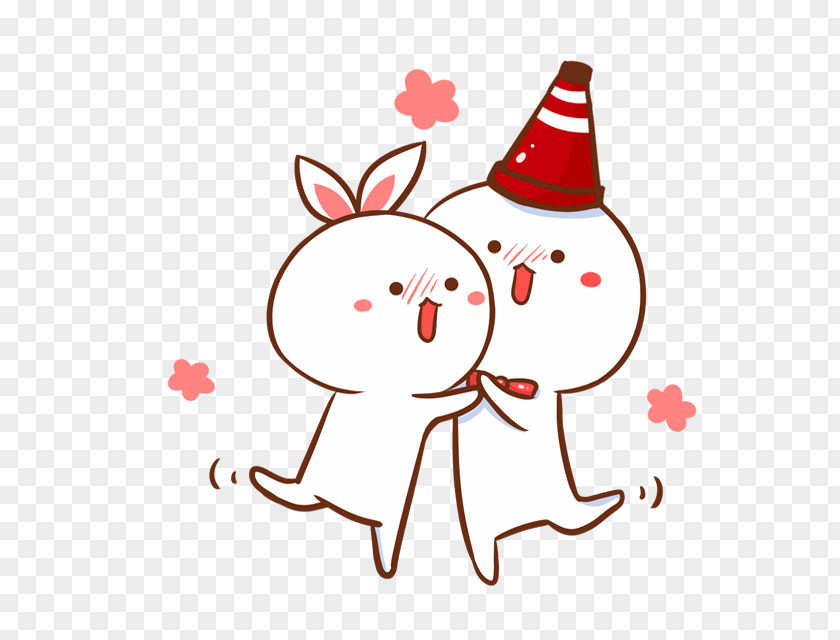 Floating Cartoon Couple Hug Tangyuan Clip Art PNG