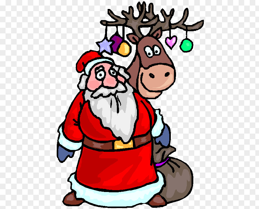 Santa Claus Reindeer Christmas Ornament Clip Art PNG