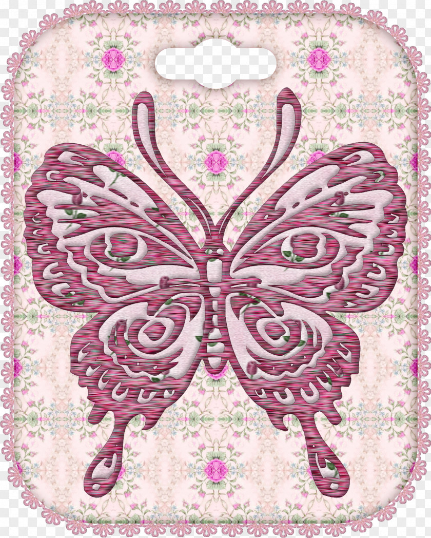 Butterfly Circle Pink M Embroidery Pattern PNG