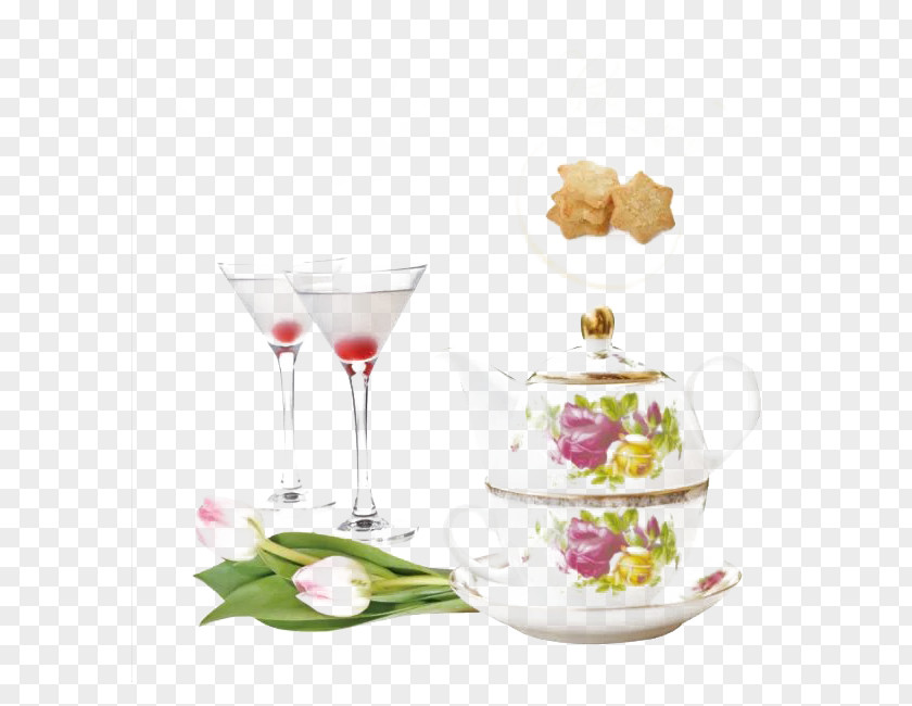 Cocktail And Fine Tea Cup Wine Glass Chicken PNG