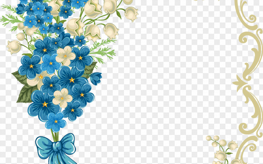 Cut Flowers Delphinium Blue Flower Borders And Frames PNG