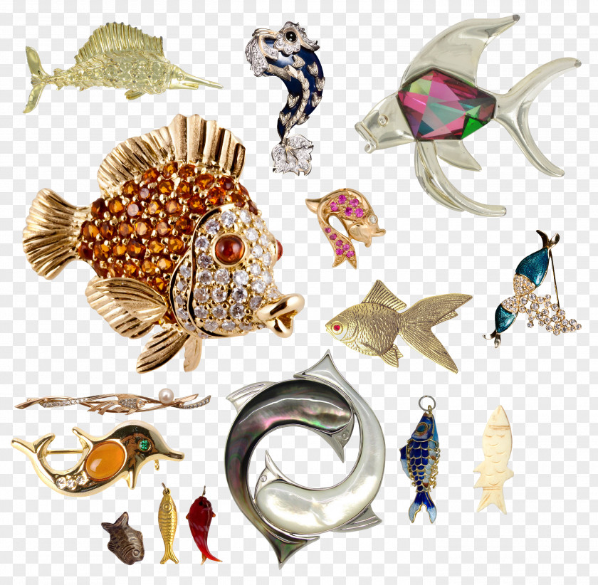 Fish Gem Decorations Clip Art PNG
