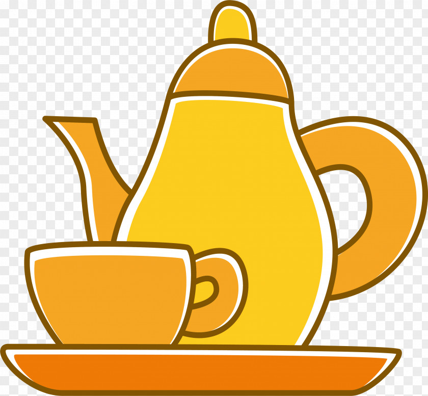 Yellow Tea Set Teaware Coffee Cup Clip Art PNG