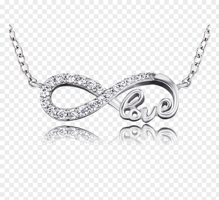 Infinity Love Earring Necklace Jewellery Chain Silver PNG