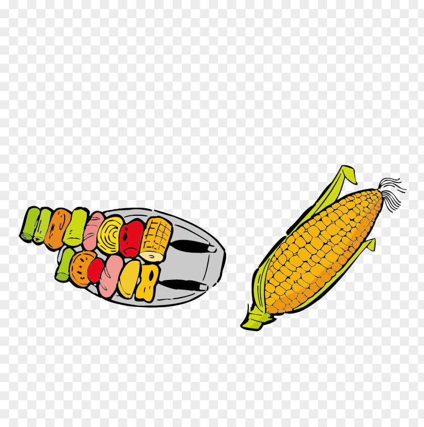 Grill Corn Sausage Barbecue Maize Grilling PNG