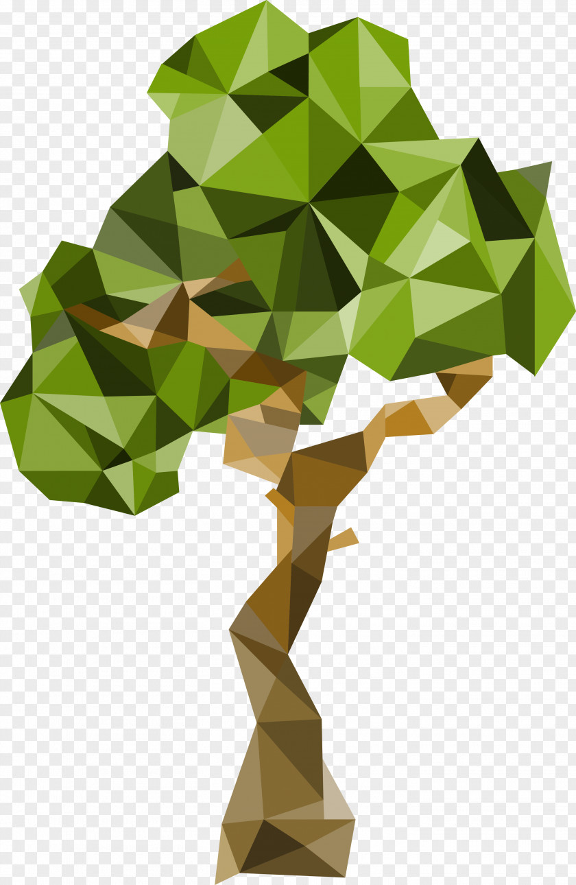 Leaf Origami Pattern PNG