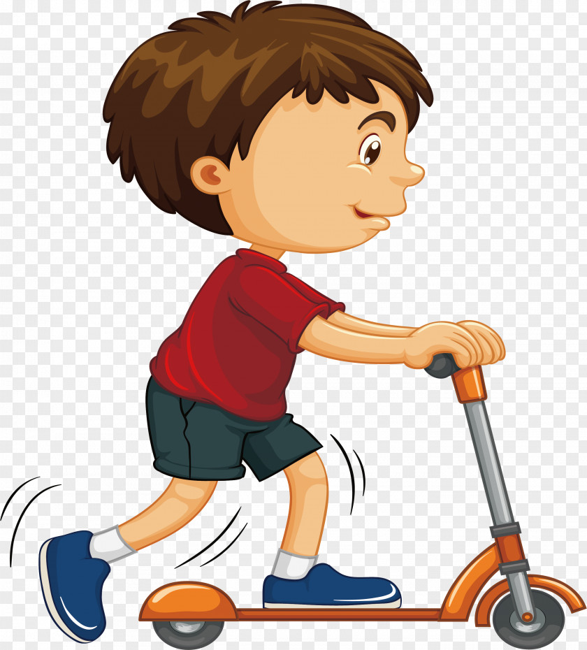 A Kid Playing With Scooter Child PNG