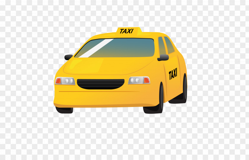 Vector Yellow Taxi Car PNG