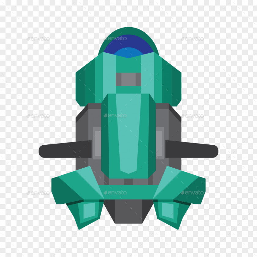 Spaceship Vector Logo Green PNG
