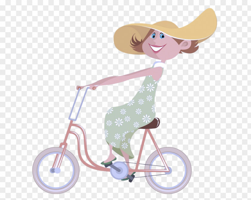 Cartoon Vehicle Pink Bicycle Cycling PNG