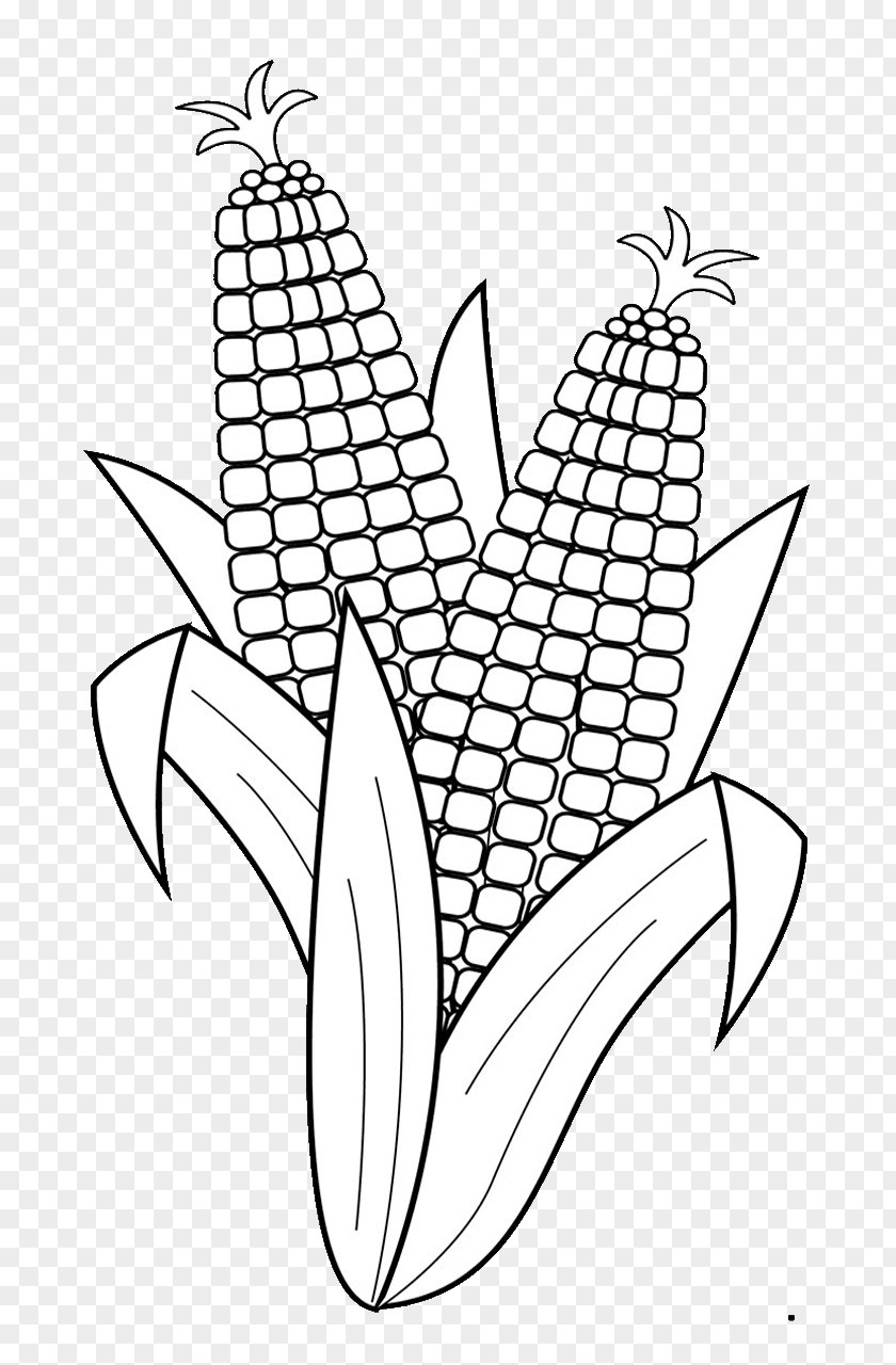 Black And White Vegetable Candy Corn On The Cob Popcorn Coloring Book Maize PNG