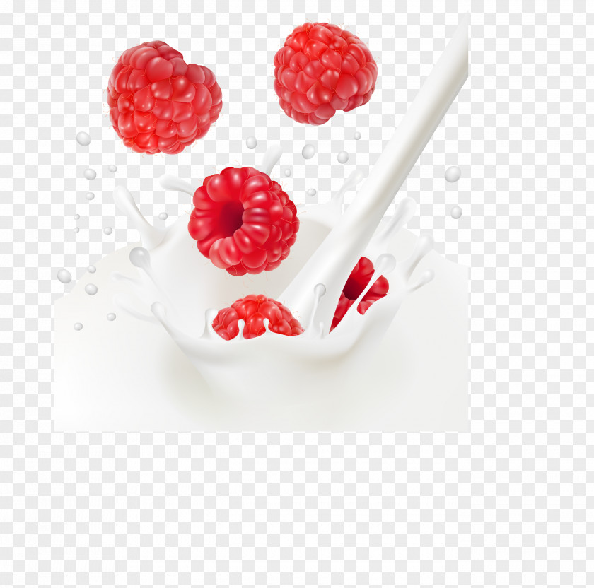 Raspberries Milk Cream Raspberry PNG